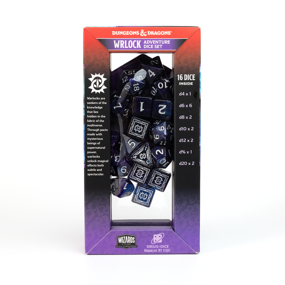 D&D Adventure Dice Set - Warlock Edition | Purple 16pc Collection - Bards & Cards