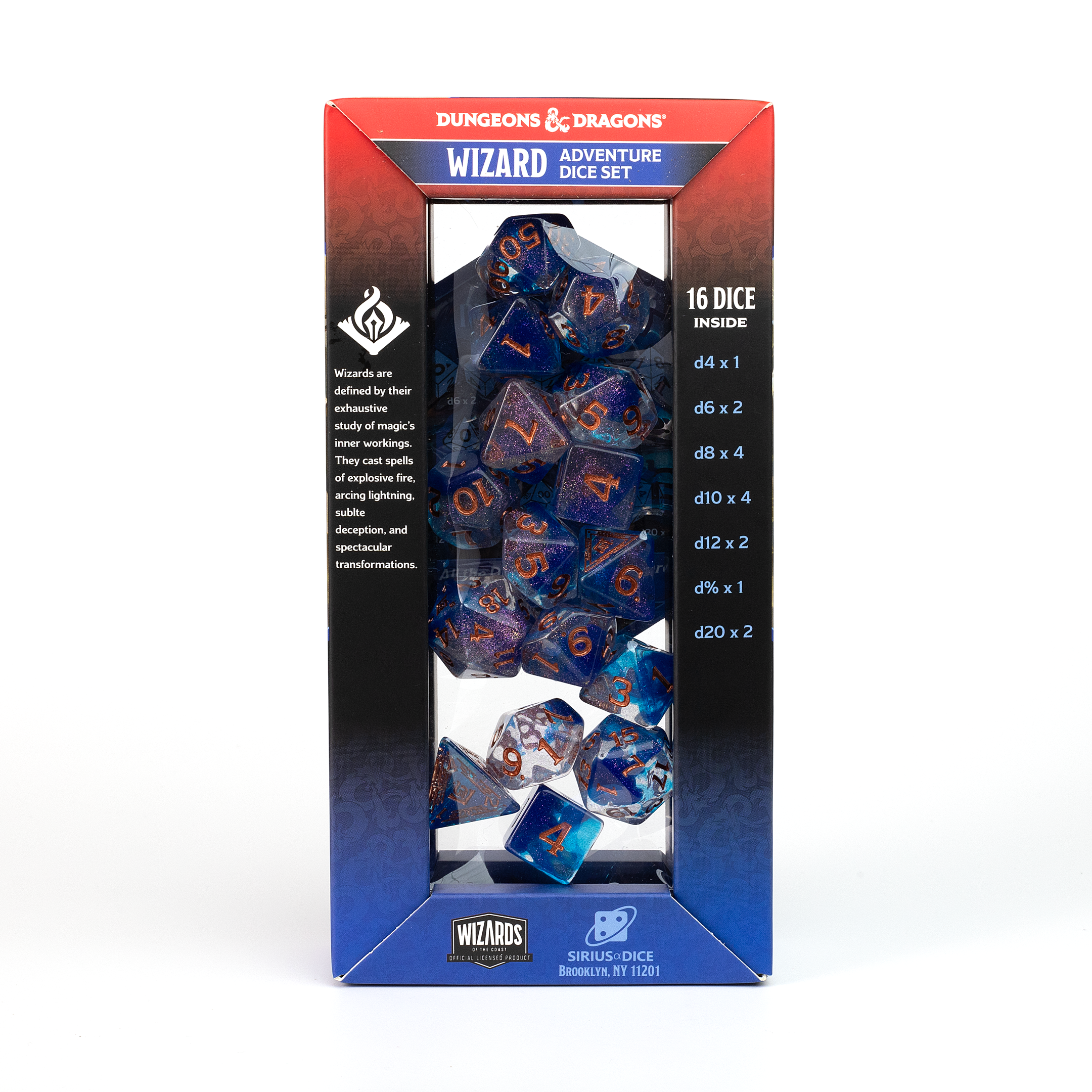 D&D Adventure Dice Set - Wizard Edition | Blue 16pc Collection