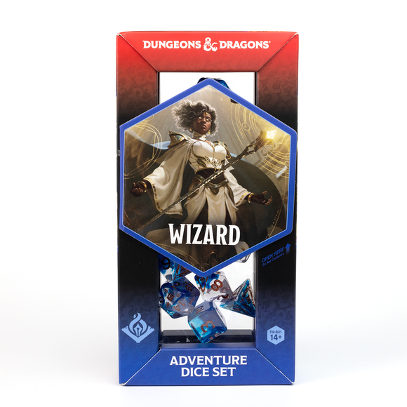 D&D Adventure Dice Set - Wizard Edition | Blue 16pc Collection - Bards & Cards