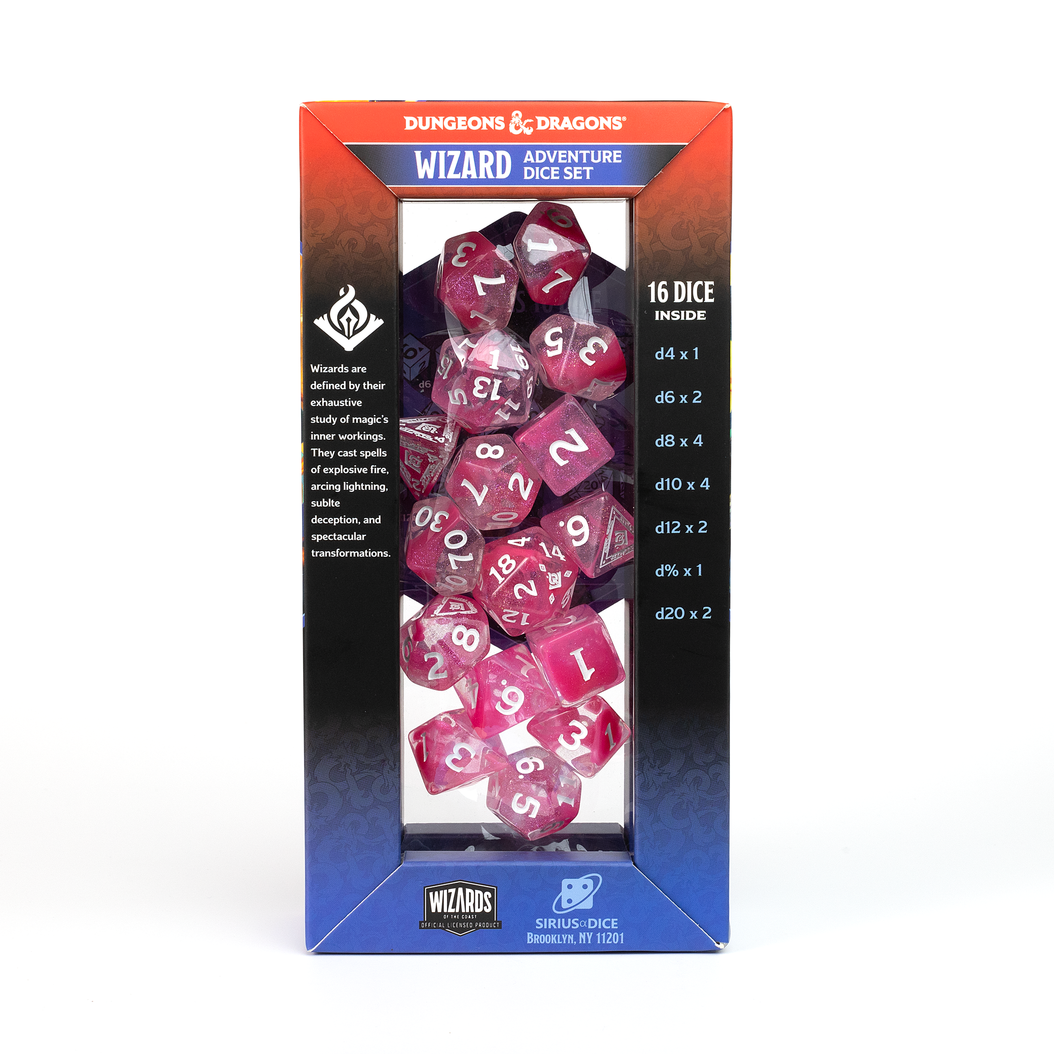 D&D Adventure Dice Set - Wizard Edition | Fuchsia 16pc Collection