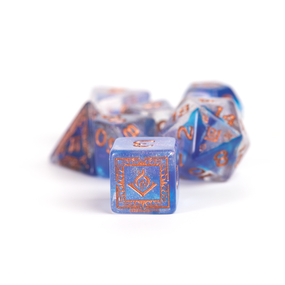 D&D Adventure Dice Set - Wizard Edition | Blue 16pc Collection - Bards & Cards