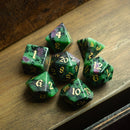 Zoisite Polyhedral Gemstone DND Dice Set - Bards & Cards