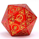 Wizard Solid Metal Polyhedral Dice Set - Red with Gold - Bards & Cards