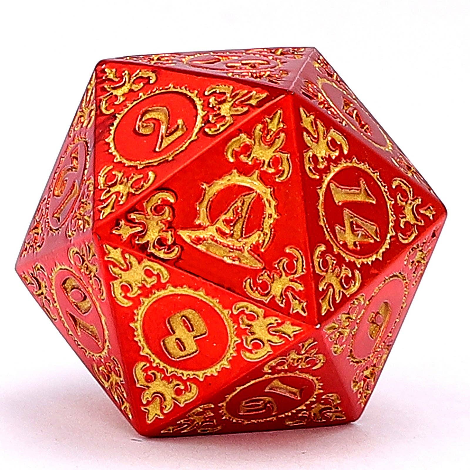 Wizard Solid Metal Polyhedral Dice Set - Red with Gold