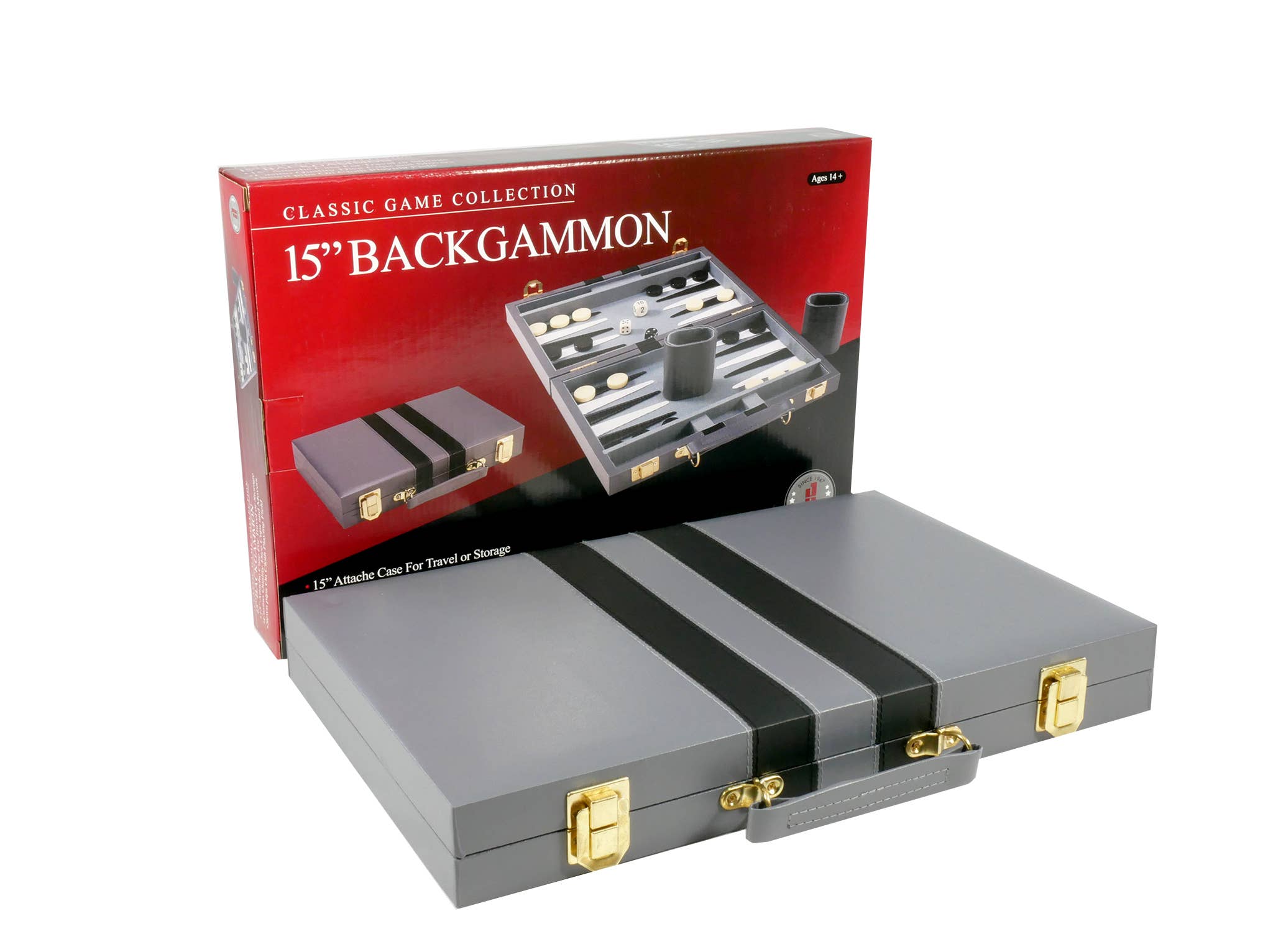 Backgammon- 15" Grey Vinyl Backgammon Set - Bards & Cards