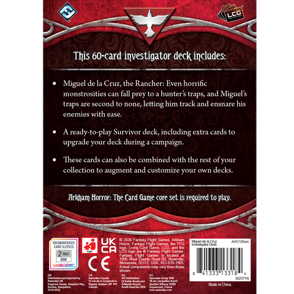 Arkham Horror: The Card Game - Miguel de la Cruz Investigator Deck - Bards & Cards