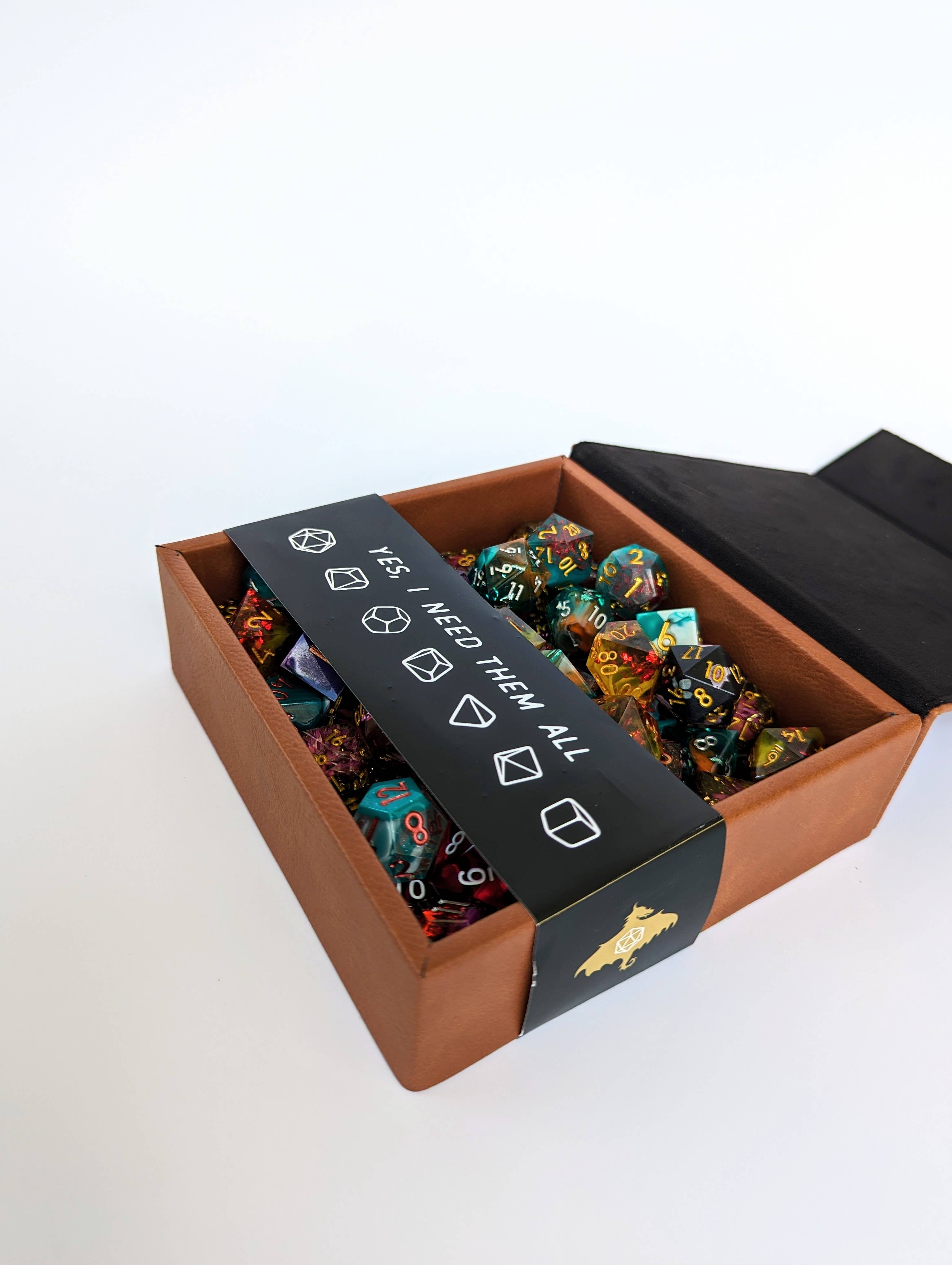 Kraken of Holding - D&D - Vegan Leather Dice Box: Chestnut - Bards & Cards