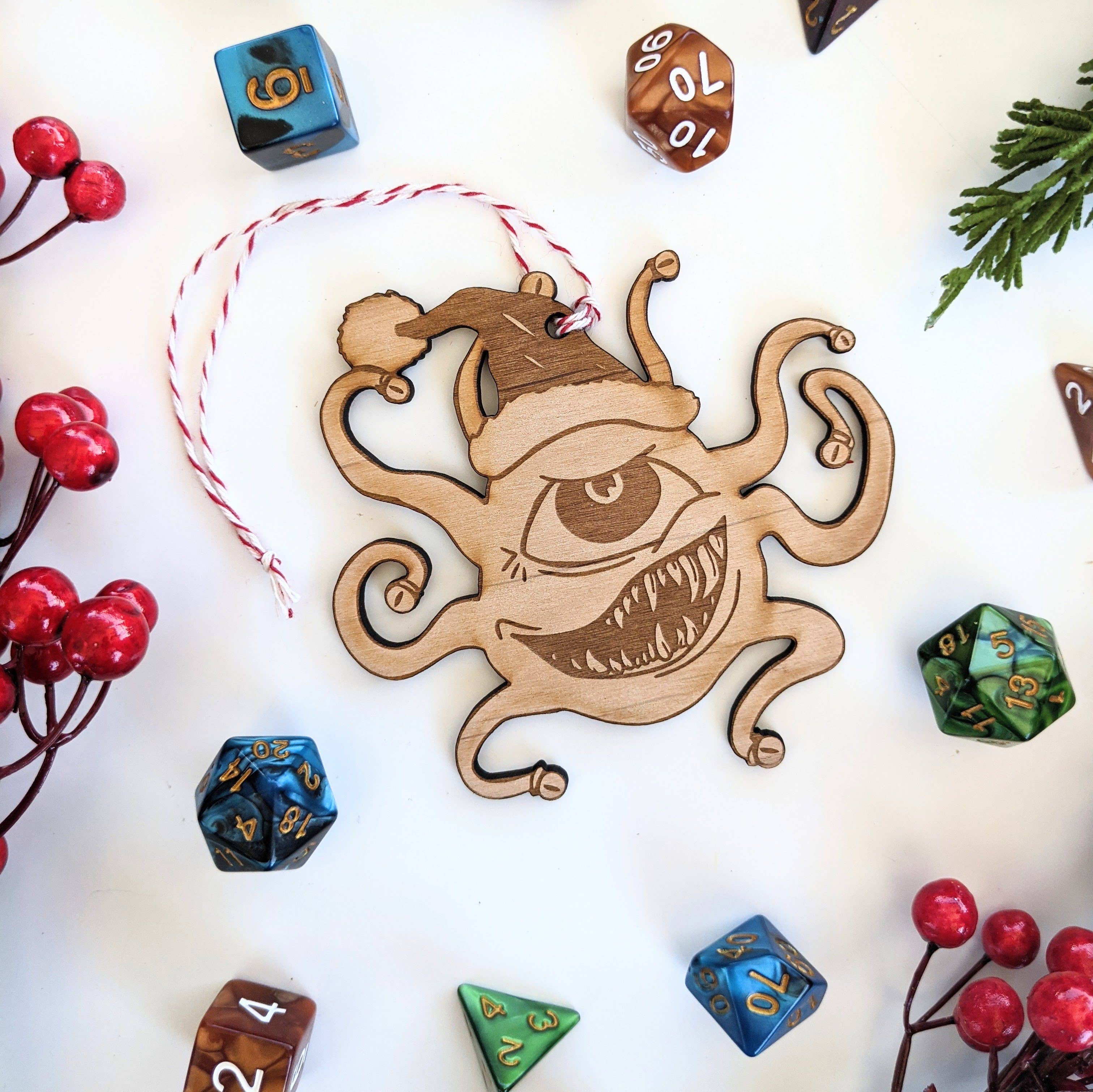 Wooden Ornament: Jolly Beholder - Bards & Cards