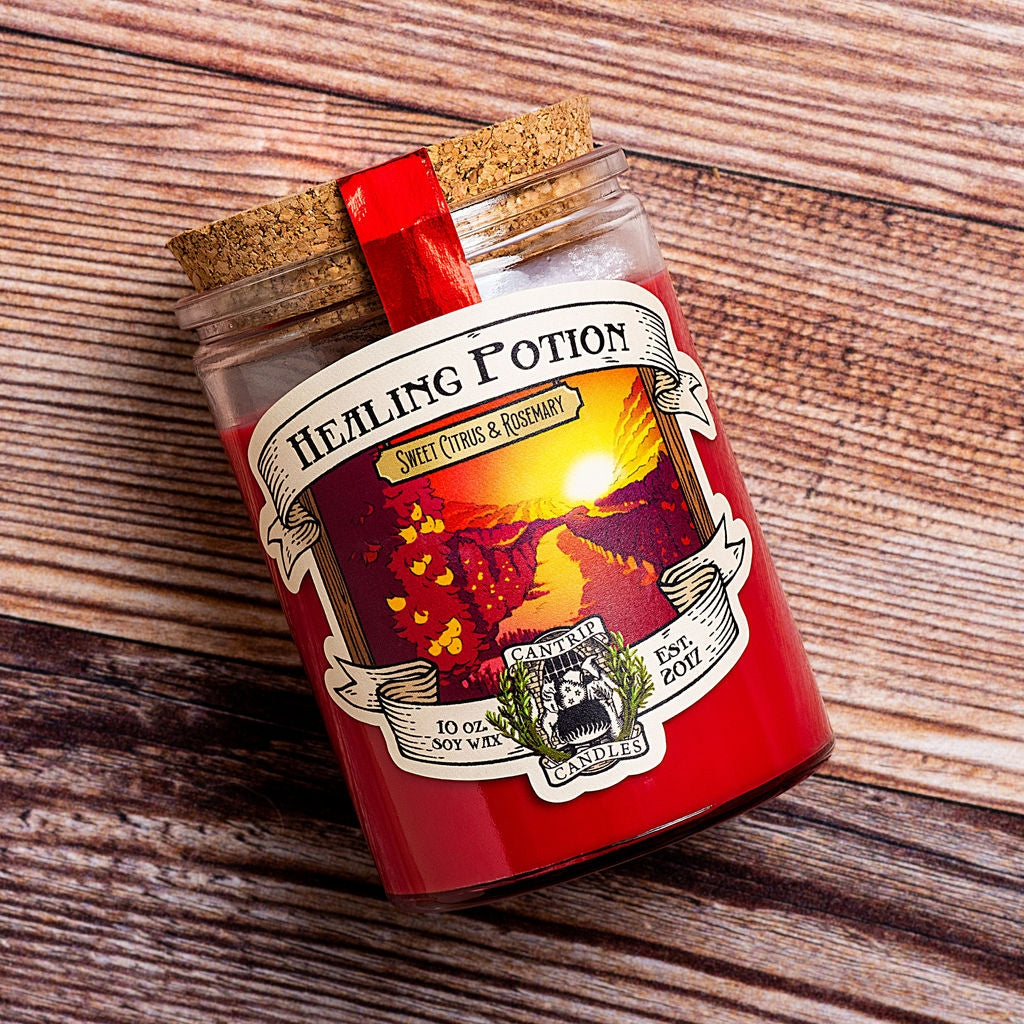 Cantrip Candles Healing Potion (10 oz Glass Candle) - Bards & Cards