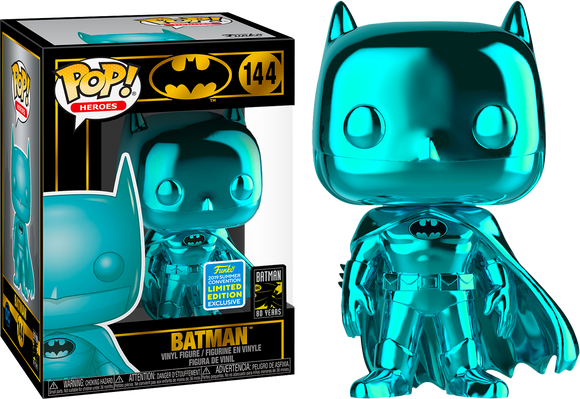 Funko POP! DC Super Heroes - Teal Chrome Batman Vinyl Figure #144 2019 Summer Convention Exclusive (READ DESCRIPTION) - Bards & Cards