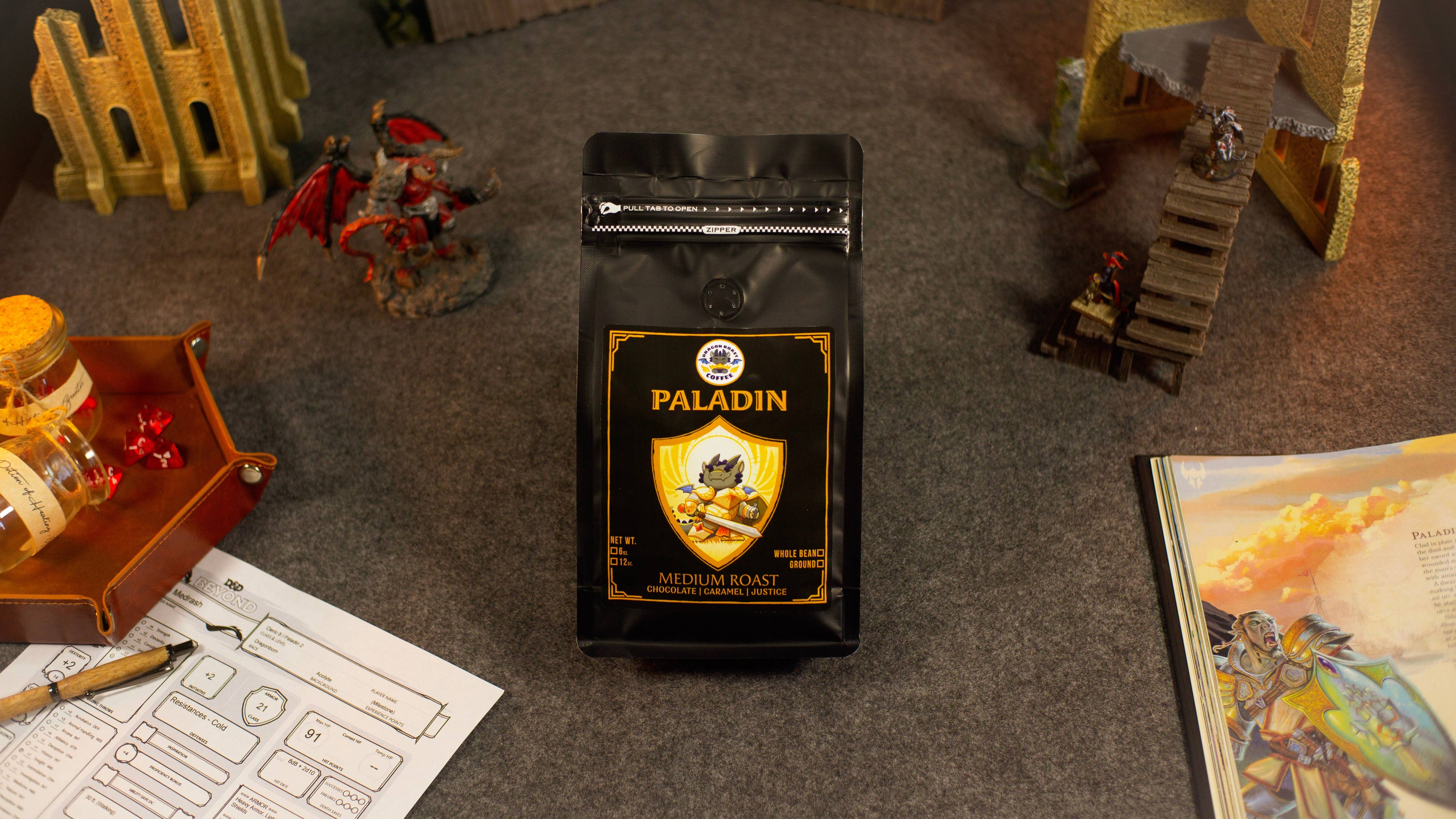 Dragon Roast Coffee - Paladin Roast: 12 oz / Whole Bean - Bards & Cards