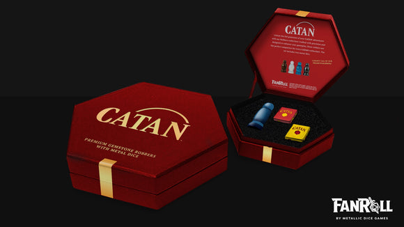 CATAN Official Premium Robber & Metal Dice Set - Bards & Cards