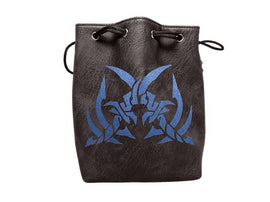 Black Leather Lite Assassin's Blades Design Self-Standing Large Dice Bag - Bards & Cards