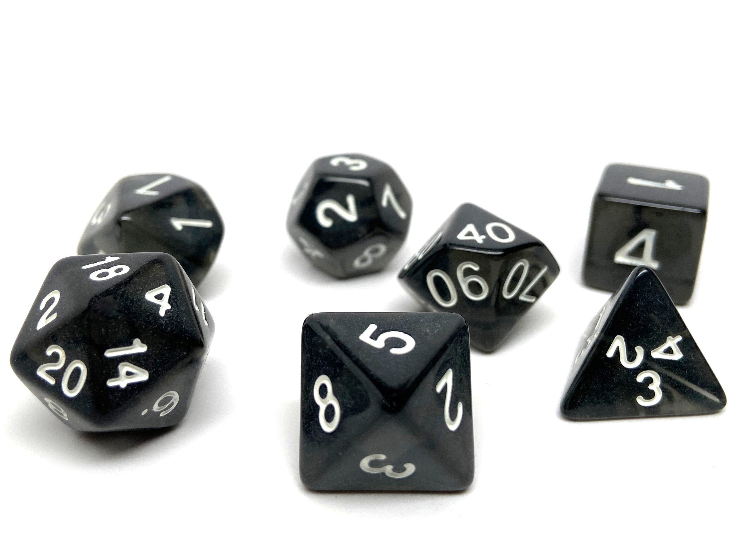 Black Opaque Dice - 7 Piece Set - Bards & Cards