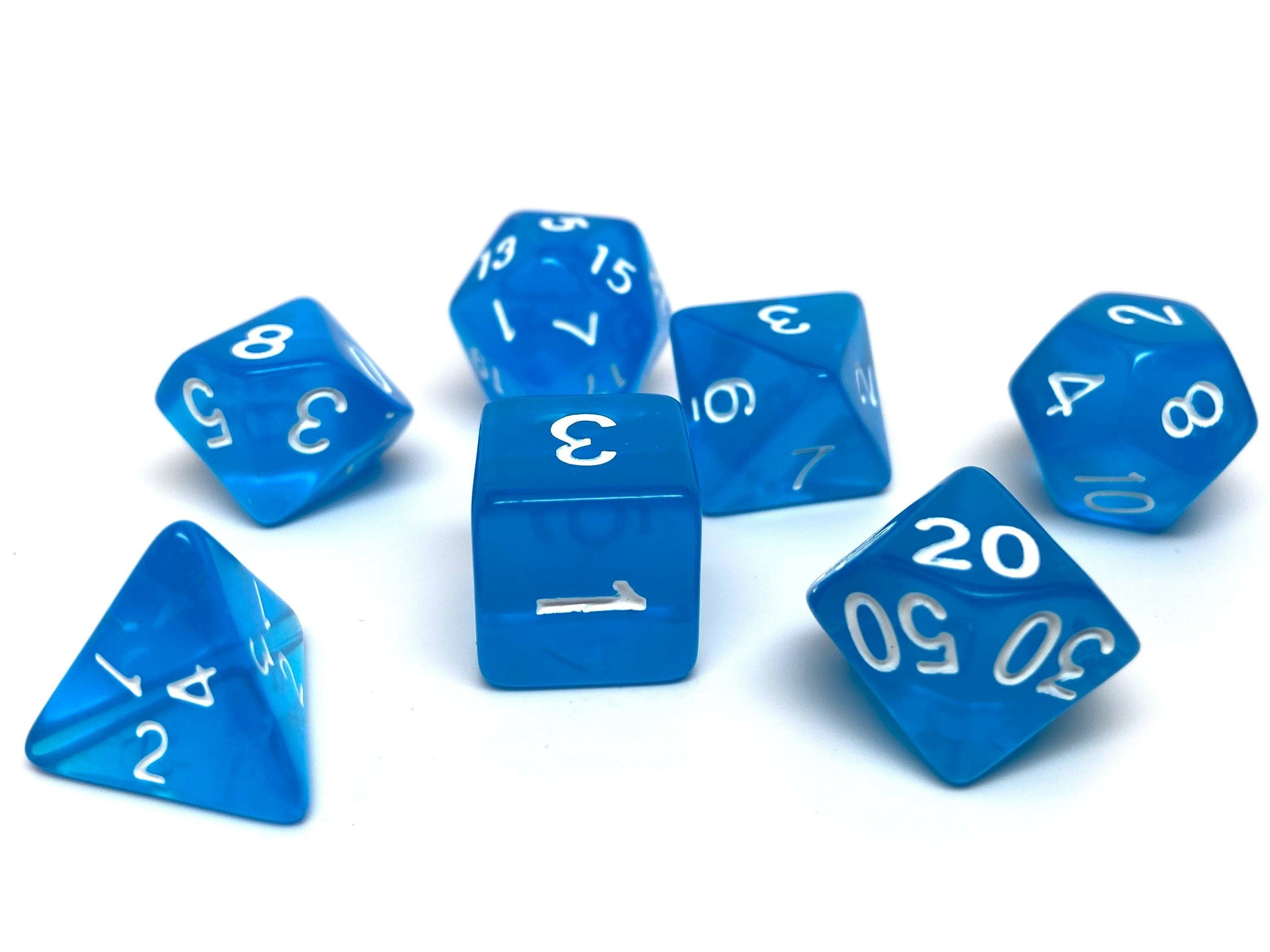 Blue Translucent Dice - 7 Piece Set - Bards & Cards