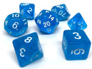 Blue Translucent Dice - 7 Piece Set - Bards & Cards