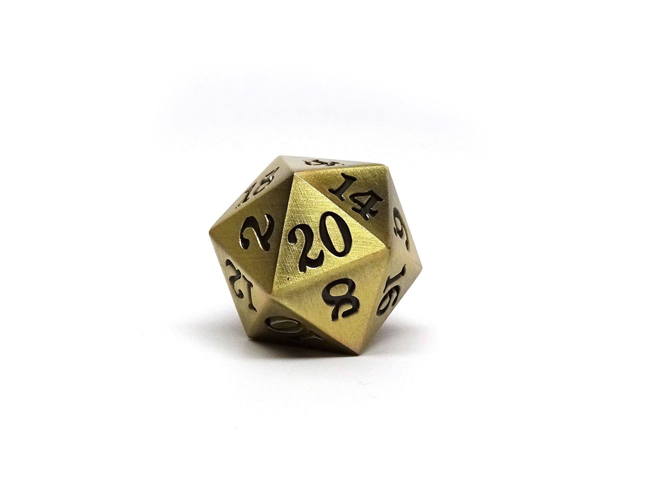 Legendary Bronze D20 Dice - Metal Single 20 Sided Dice - Bards & Cards