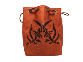 Brown Leather Lite Assassin's Blades Design Self-Standing Large Dice Bag - Bards & Cards
