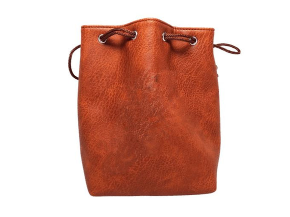 Brown Leather Lite Self-Standing Large Dice Bag - No Print Design - Bards & Cards