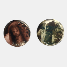 Prudence & Charity (Lunch Money Button Men) - Bards & Cards