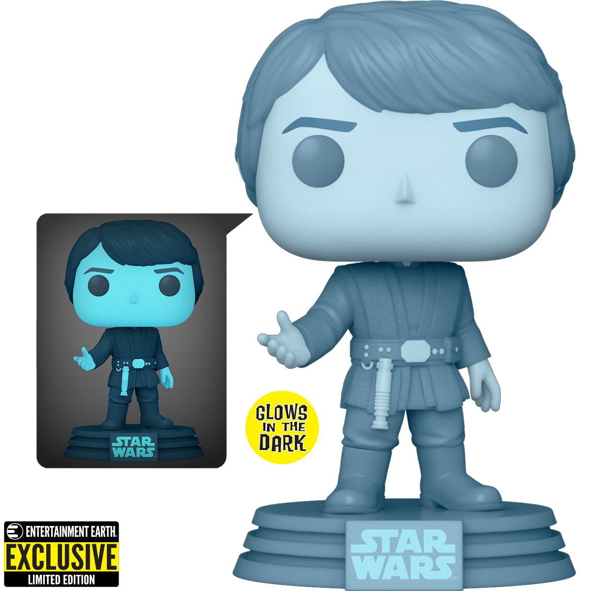 Funko Pop! Star Wars: Return of the Jedi 40th Hologram Luke Glow-in-the-Dark - Entertainment Earth Exclusive - Bards & Cards