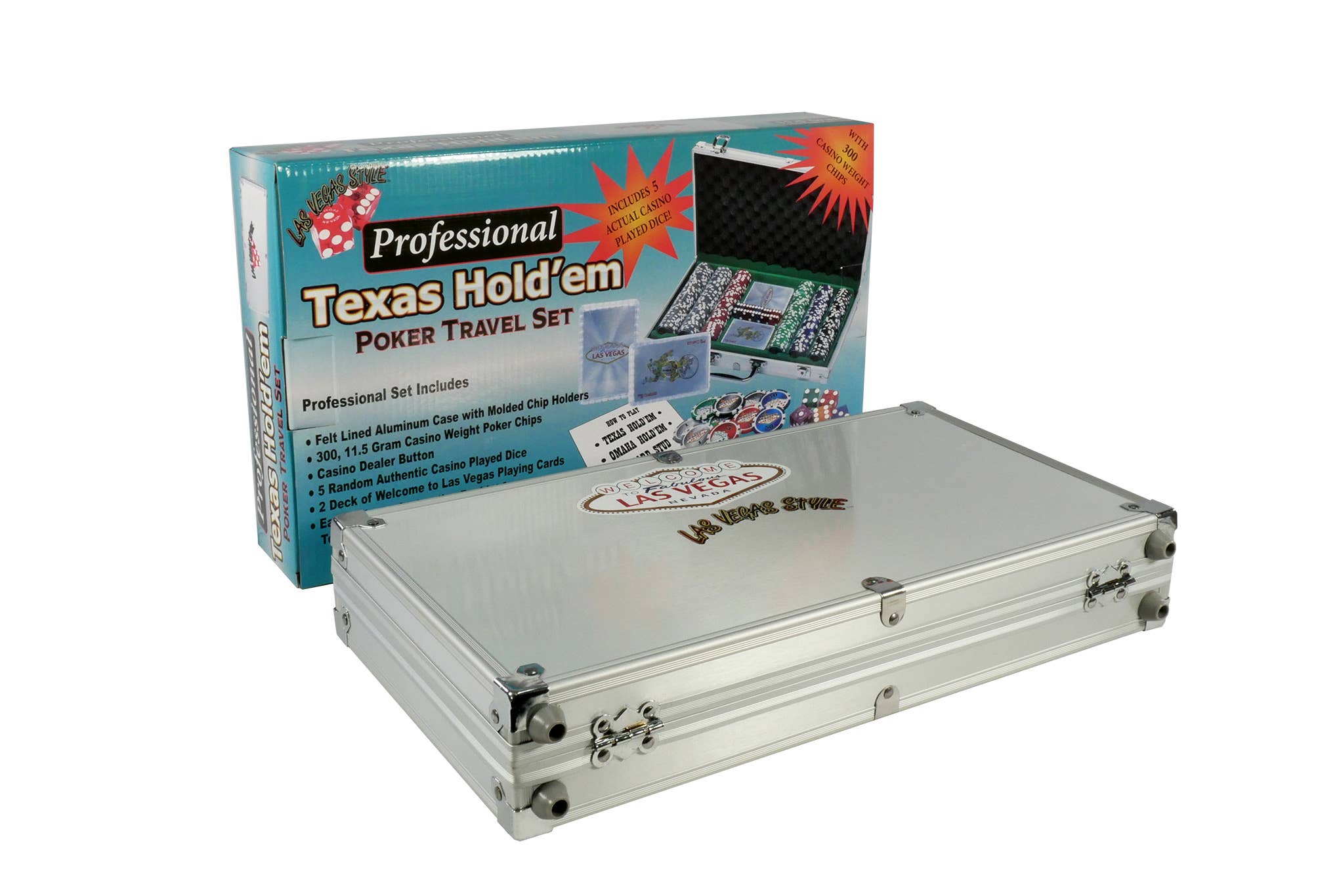 Texas Hole Em' Travel Set with Aluminum Attache Case - Bards & Cards