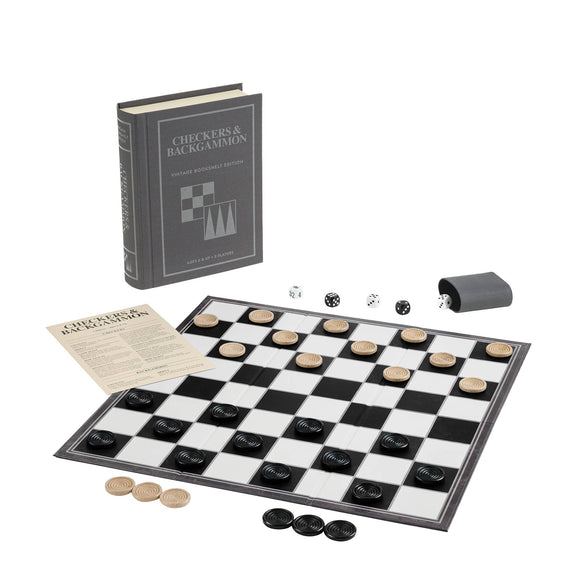 Checkers & Backgammon - Vintage Bookshelf Edition - Bards & Cards