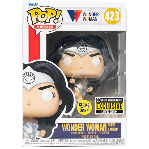 Funko Pop! Wonder Woman 80th Anniversary: White Lantern Glow-in-the-Dark - Entertainment Earth Exclusive - Bards & Cards