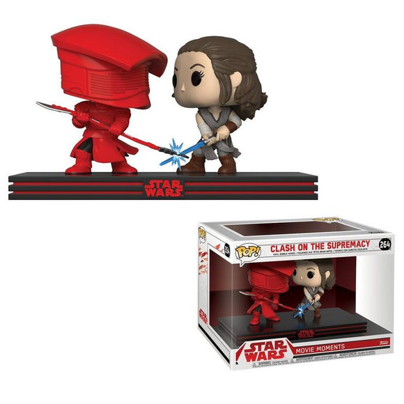 Funko POP! Movie Moment: Star Wars: Clash on the Supremacy - Rey vs Praetorian Guard Vinyl Figure #264 - Bards & Cards