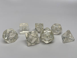 Clear Translucent Dice - 7 Piece Set - Bards & Cards