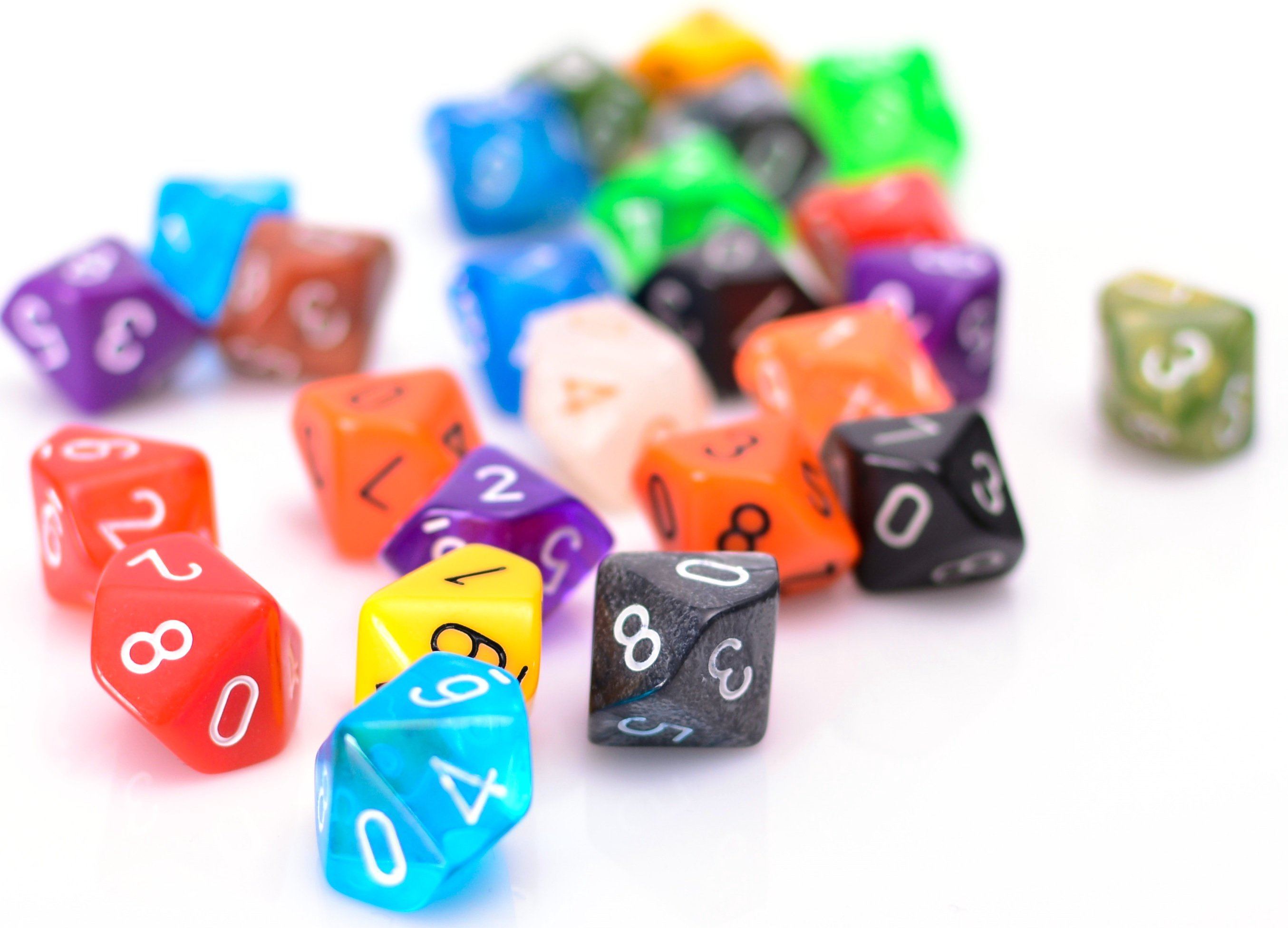 Bulk 10 Sided Dice | 25 Random D10s | Assorted Colors - Bards & Cards