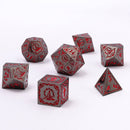 Wizard Solid Metal Polyhedral Dice Set - Gunmetal with Blood - Bards & Cards