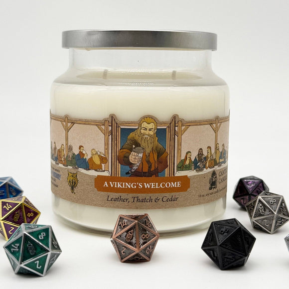 Cantrip Candles - A Viking's Welcome (16 oz Glass Candle) - Bards & Cards