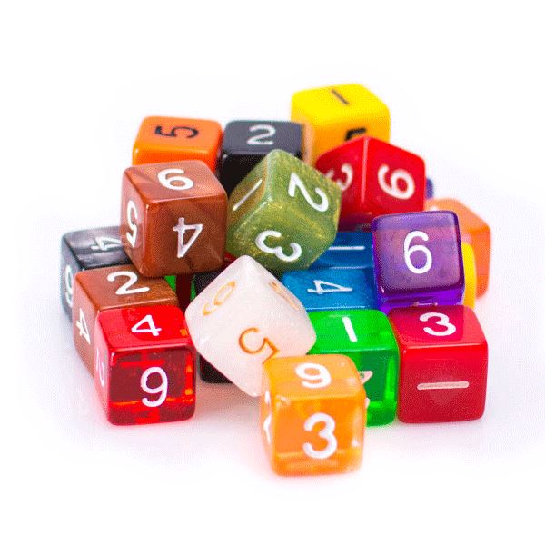 6 Sided Dice | 25 Count Assorted | Multi Colored D6s - Bards & Cards