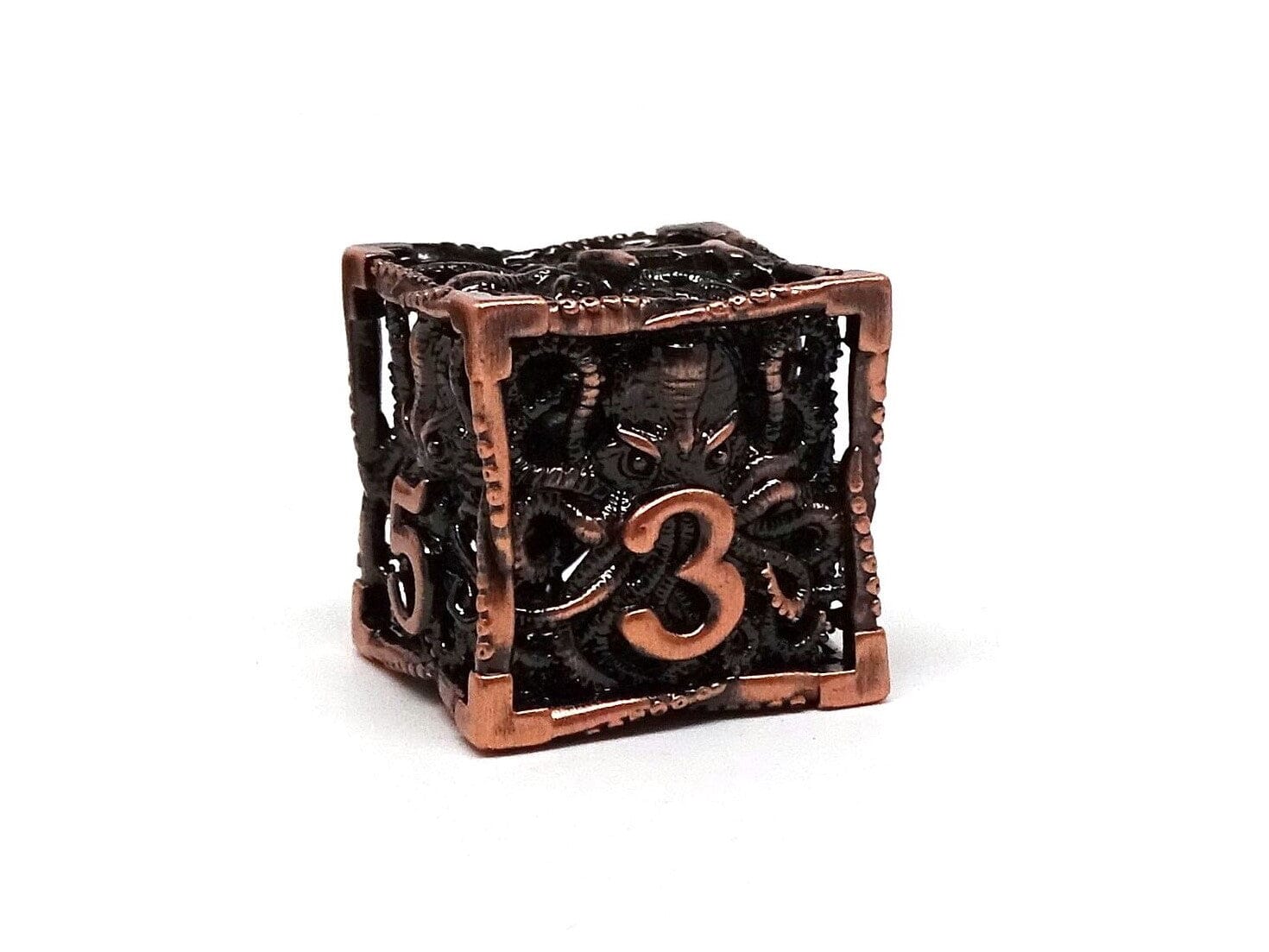 Hollow Metal Copper Cthulhu Dice Set - Bards & Cards