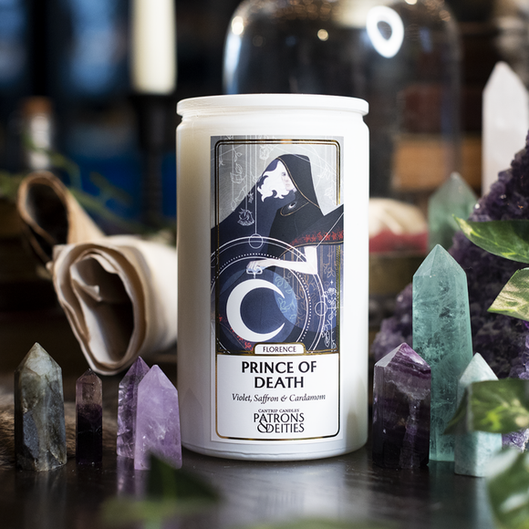 Cantrip Candles - Florence, Prince of Death 16 oz. - Bards & Cards