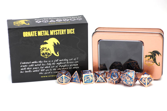 Solid Metal Molded Mystery Box Dice Set - Bards & Cards