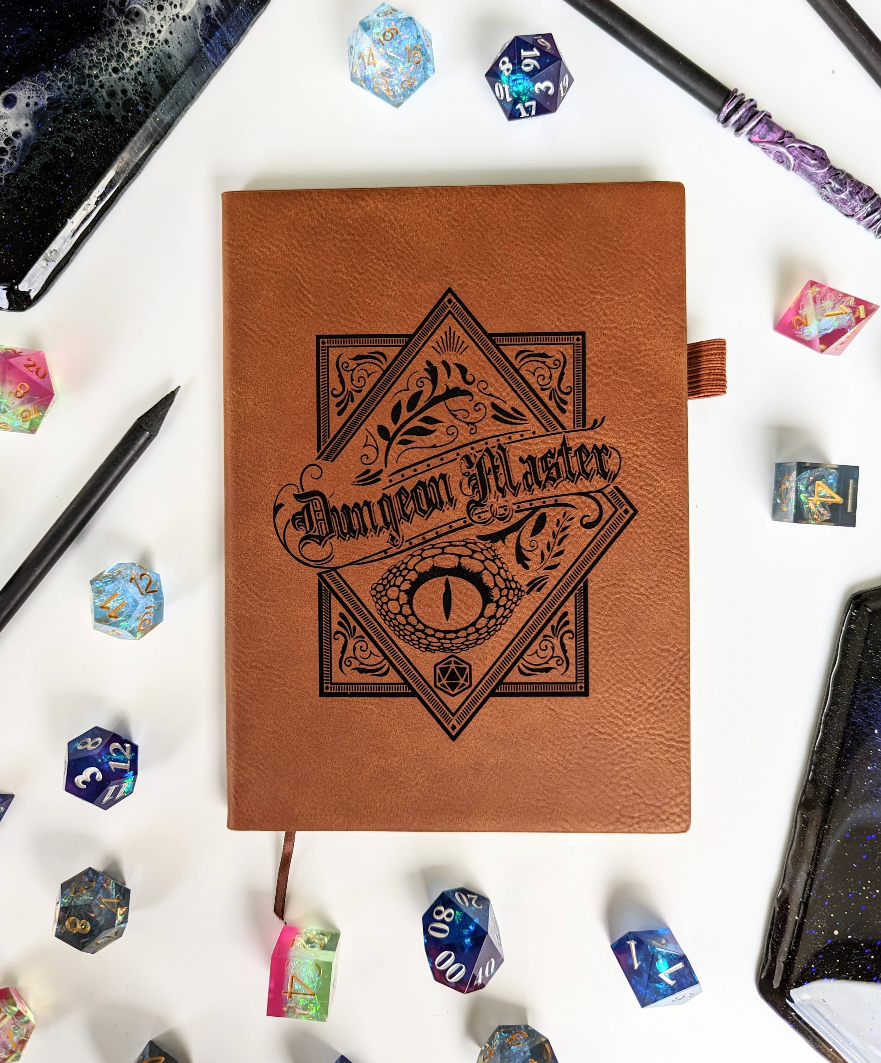 Vintage Dungeon Master - Vegan Leather Mini Dot Journal - Bards & Cards