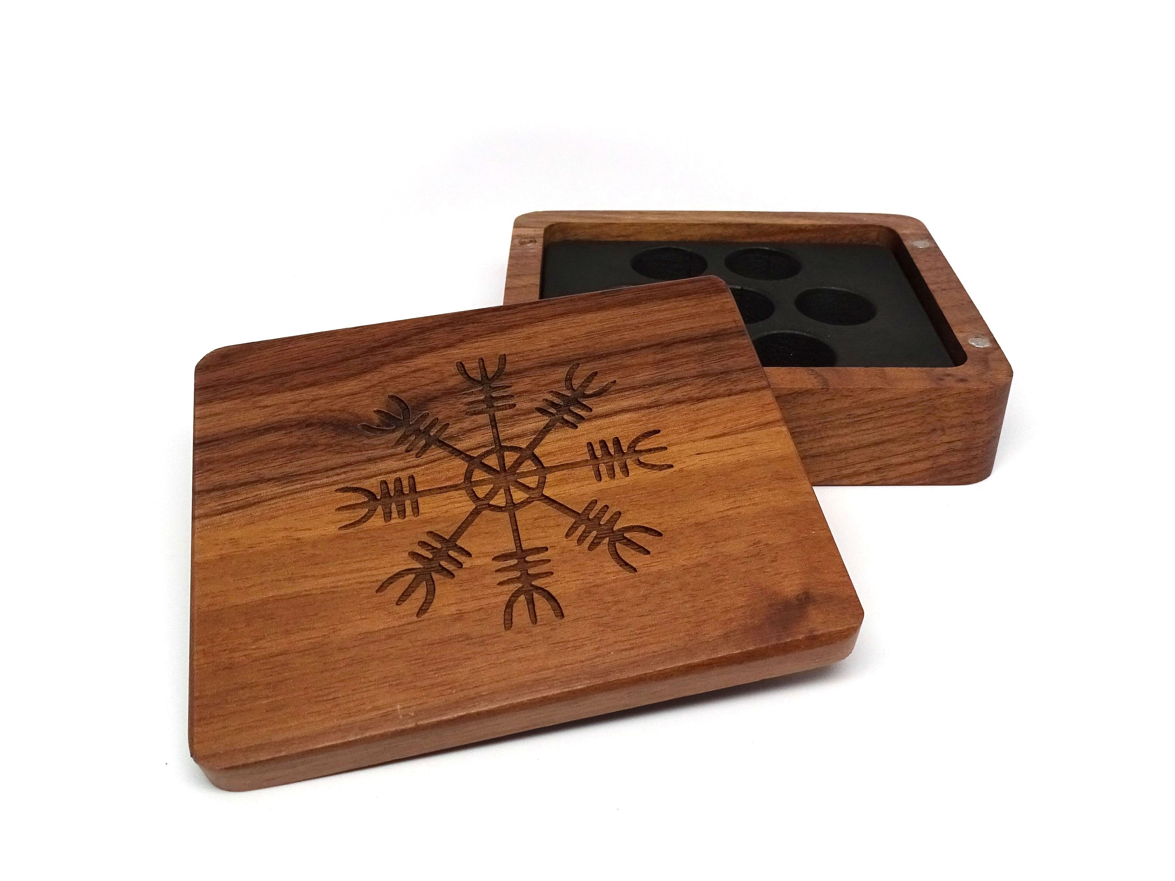 Helm of Awe Wooden Dice Case - Bards & Cards