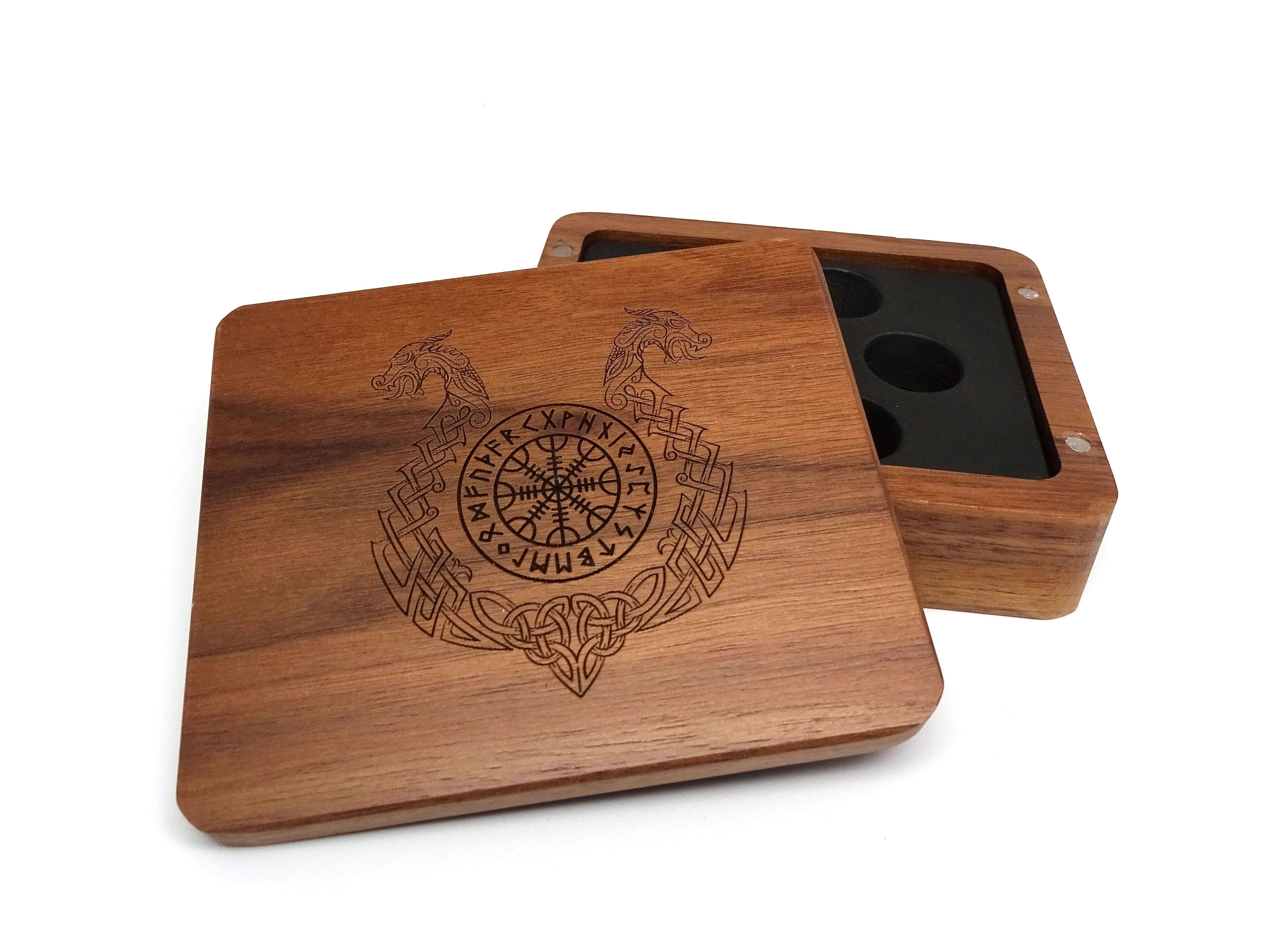 Ornate Helm of Awe Wooden Dice Case - Bards & Cards