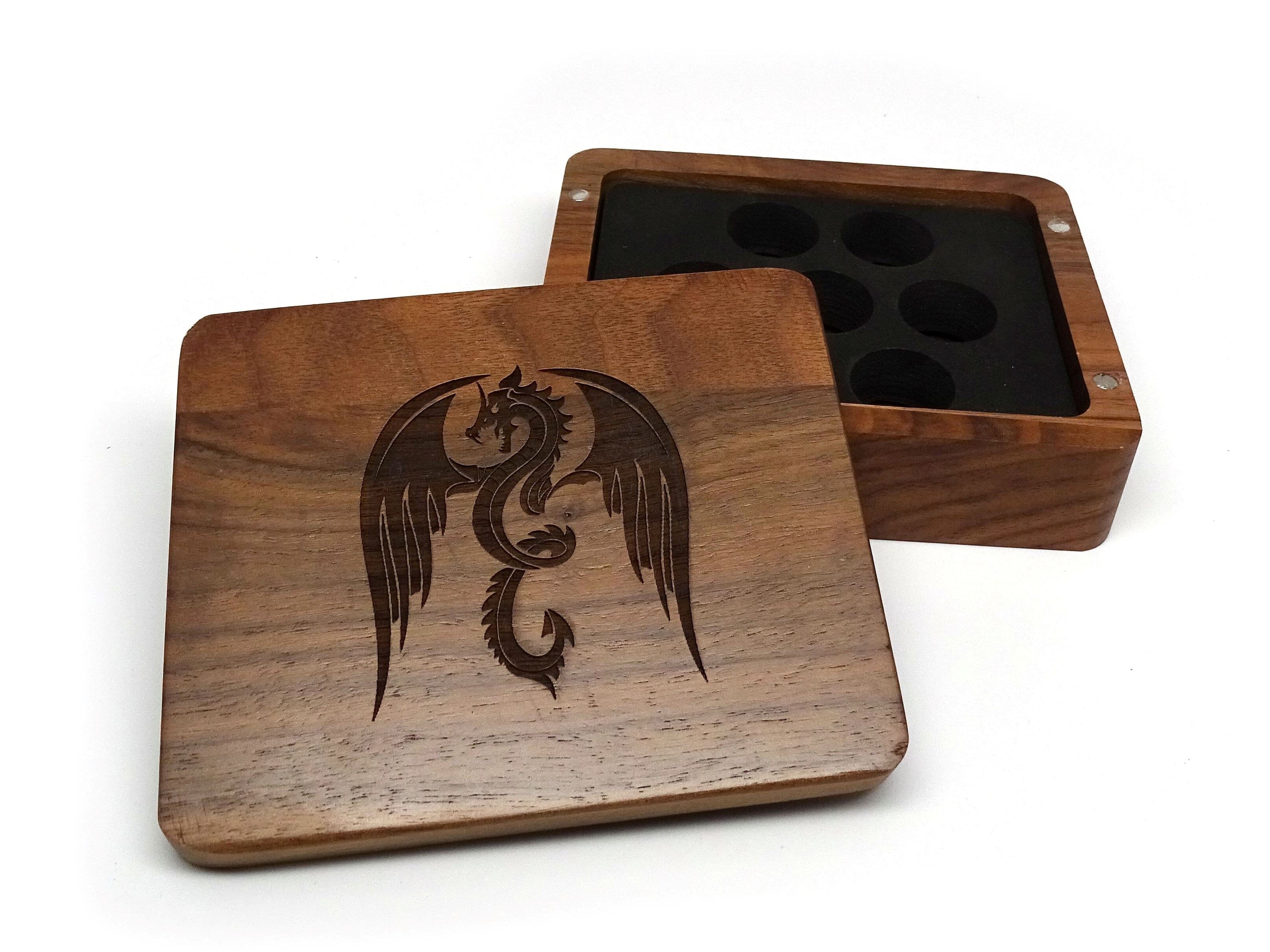 Flying Dragon Wooden Dice Case - Bards & Cards