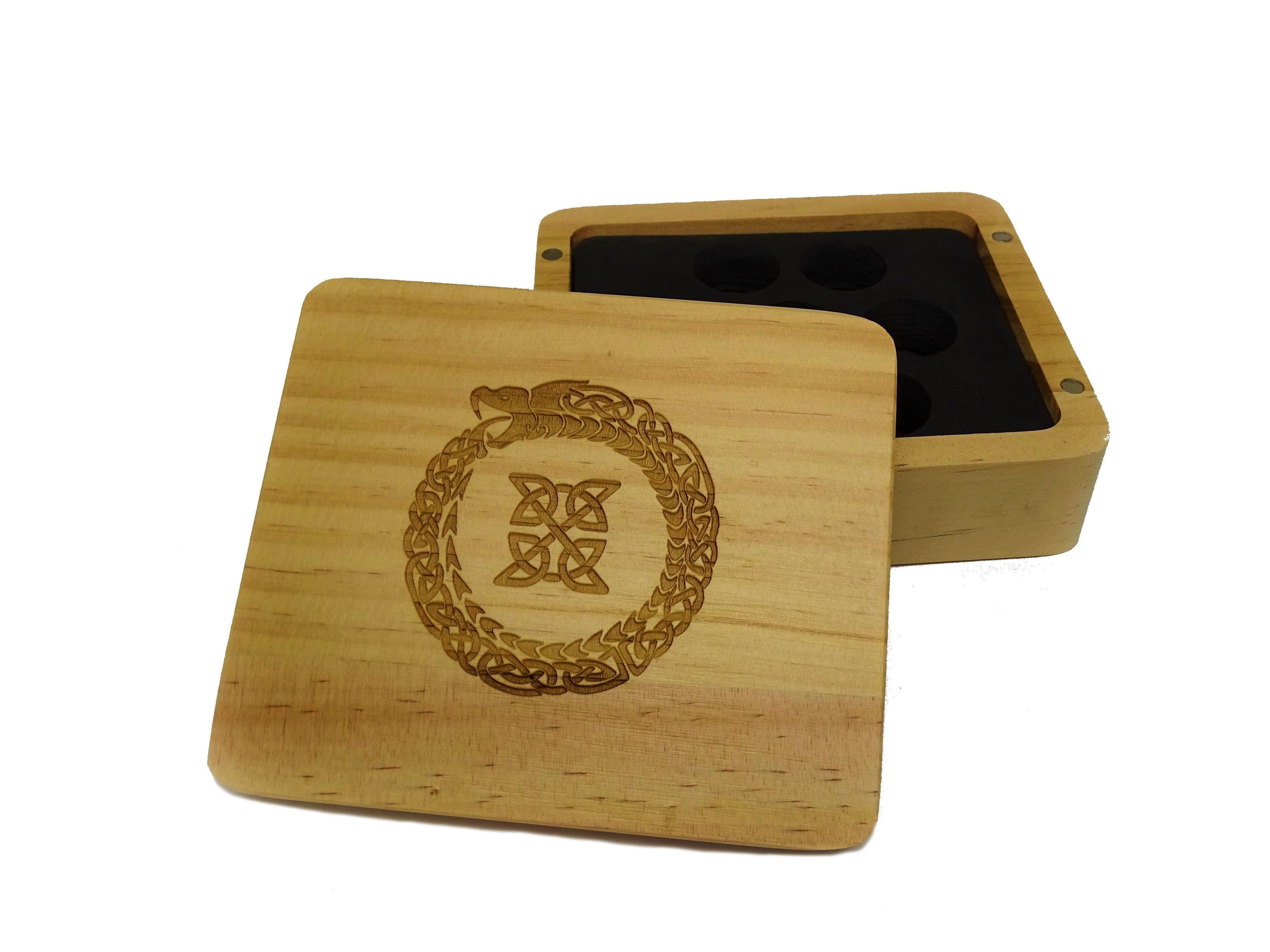 Ouroboros Wooden Dice Case - Bards & Cards