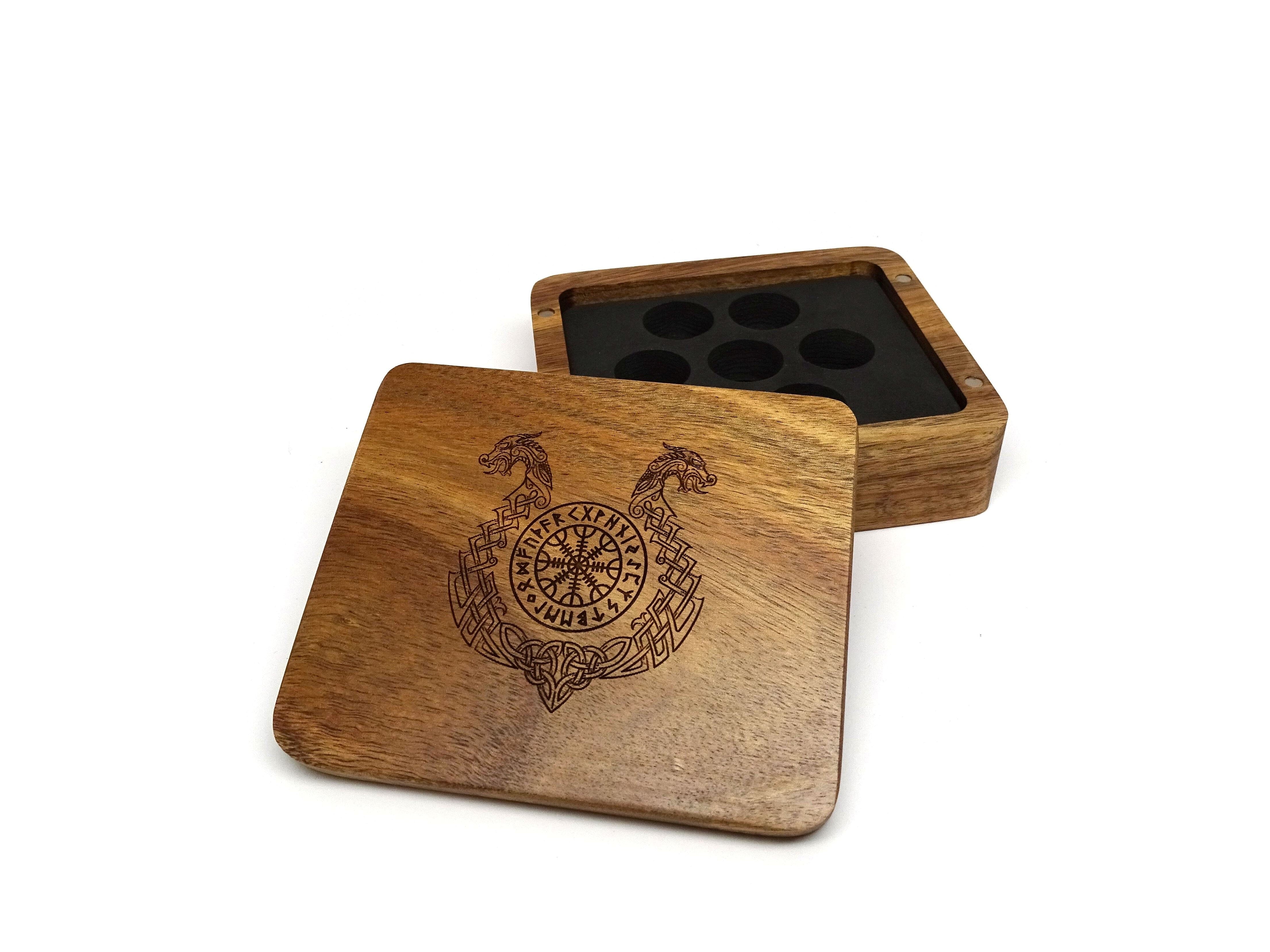 Ornate Helm of Awe Wooden Dice Case - Bards & Cards