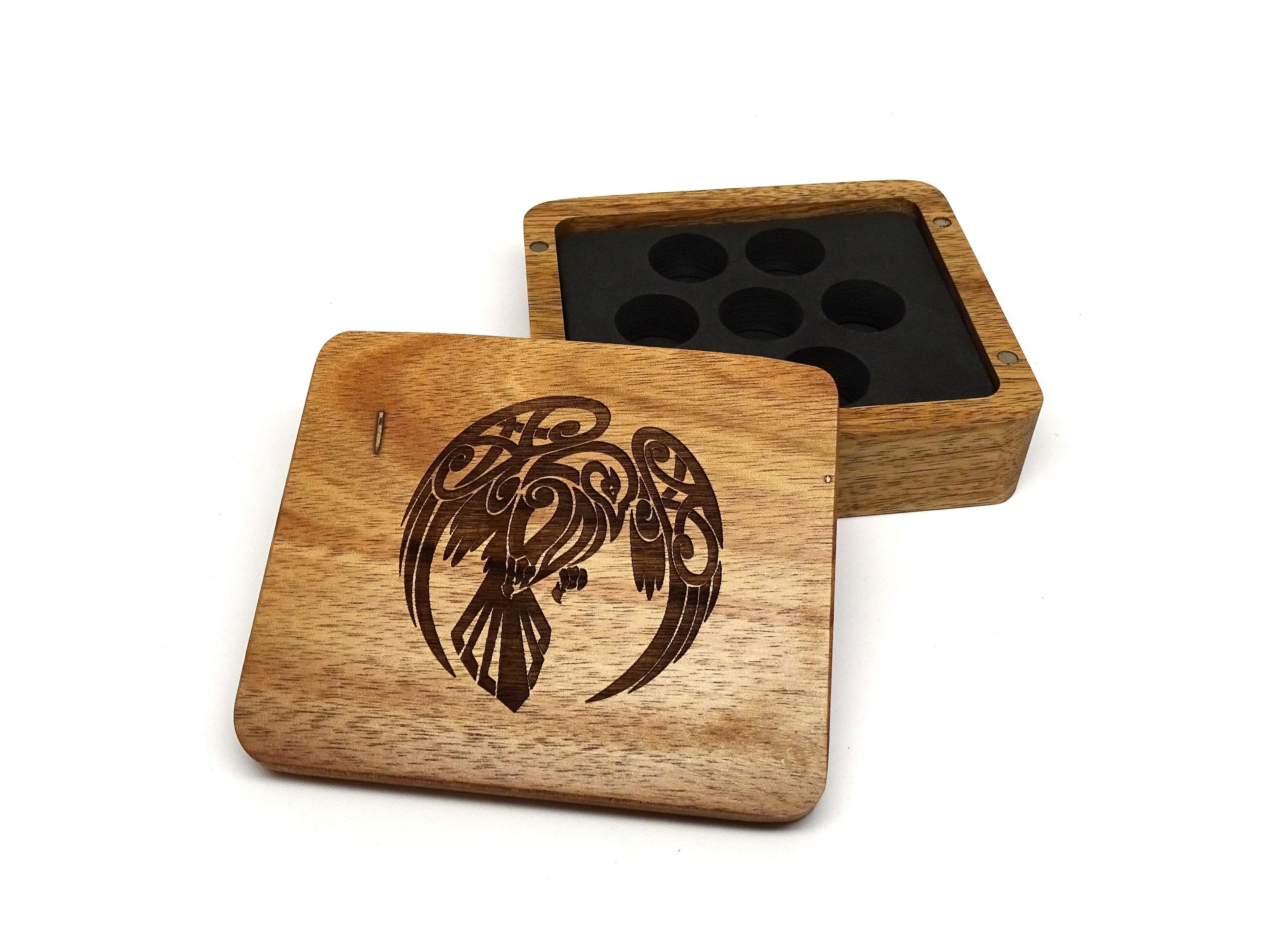 Raven Wooden Dice Case - Bards & Cards