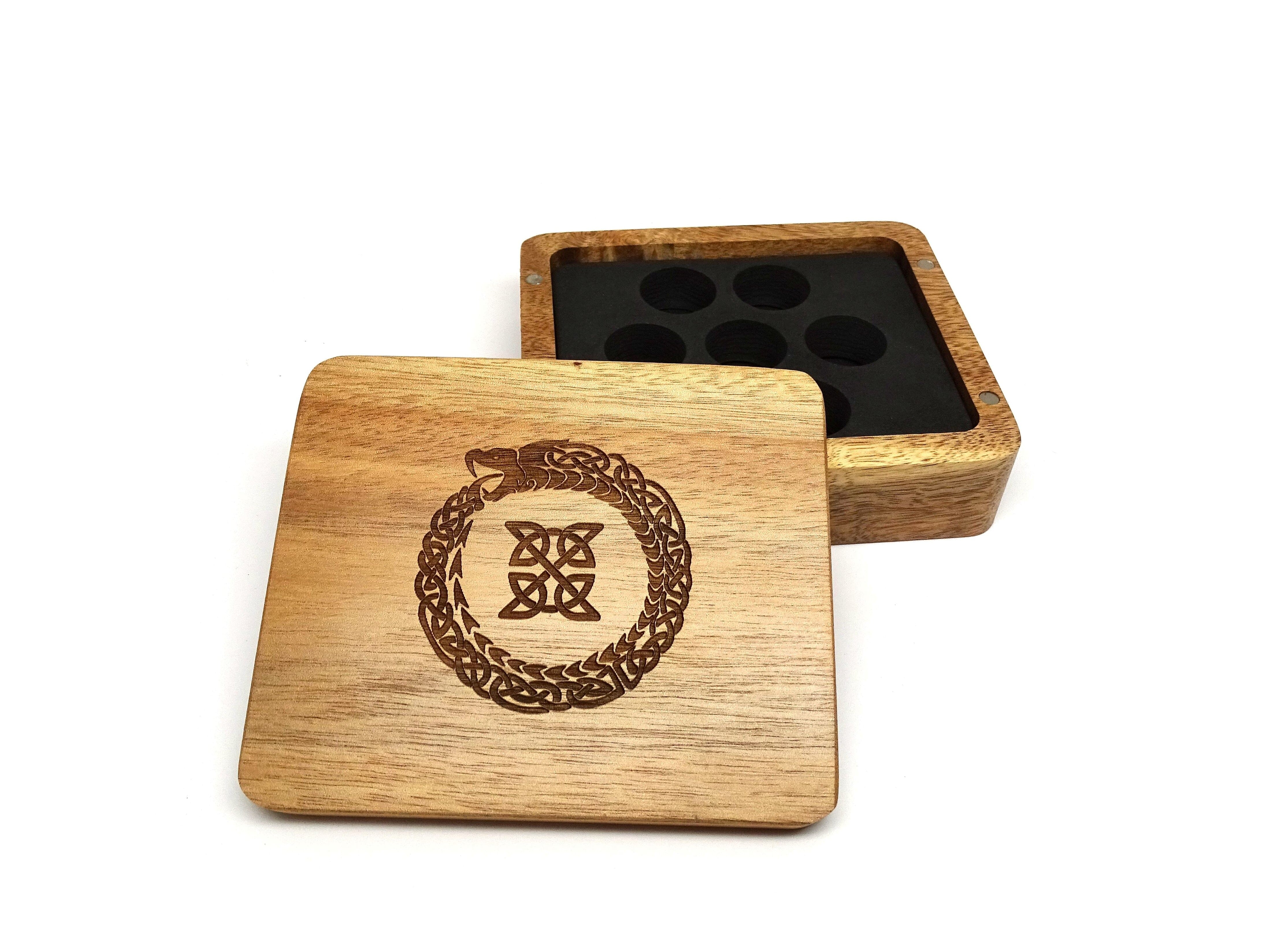 Ouroboros Wooden Dice Case - Bards & Cards