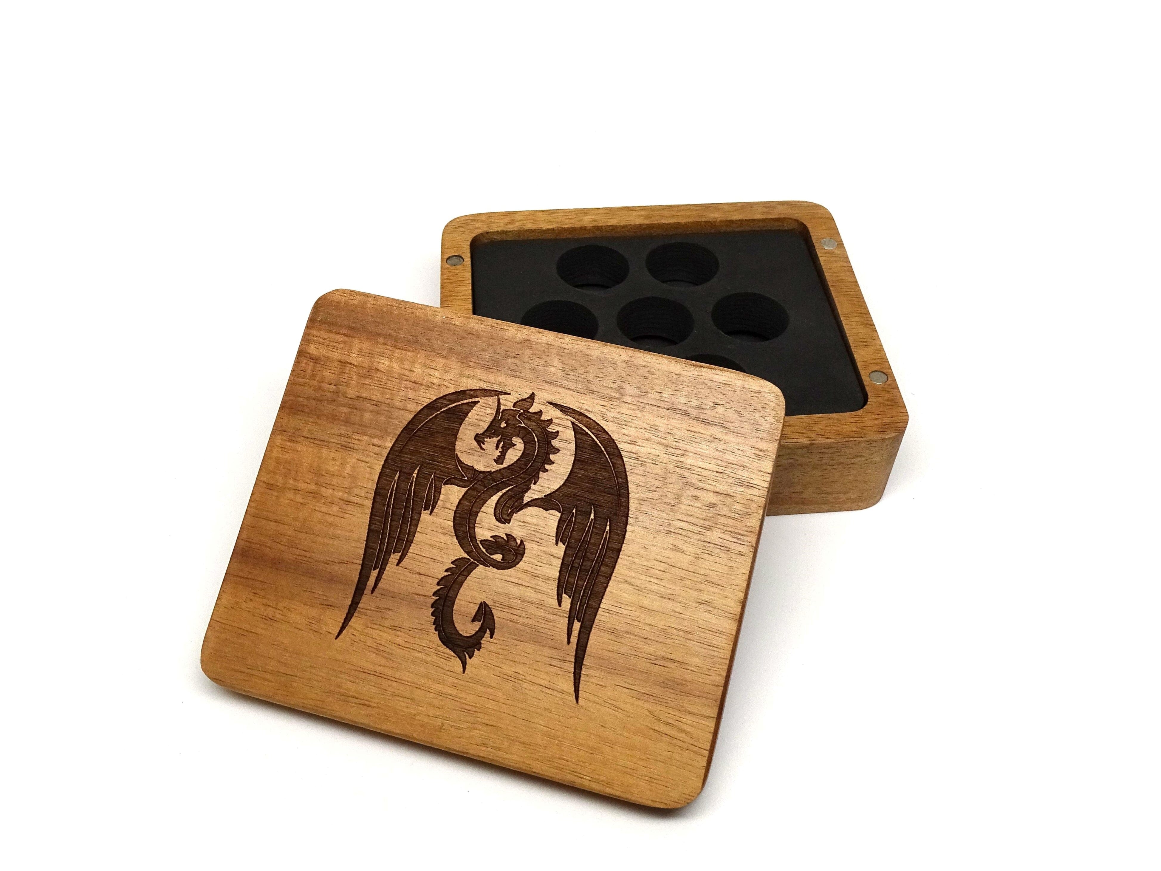 Flying Dragon Wooden Dice Case - Bards & Cards