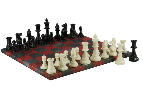 Chess Set - Tournament Chessmen on Faux Leather Boards