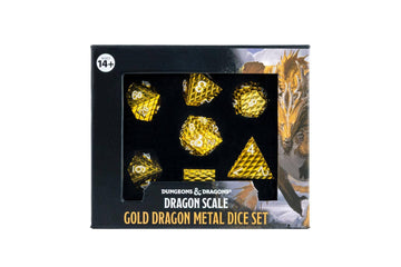 D&D Officially Licensed Dragon Scale Metal Dice Set: Gold - Bards & Cards