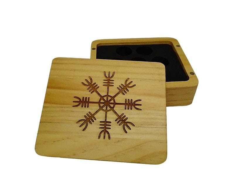 Helm of Awe Wooden Dice Case - Bards & Cards