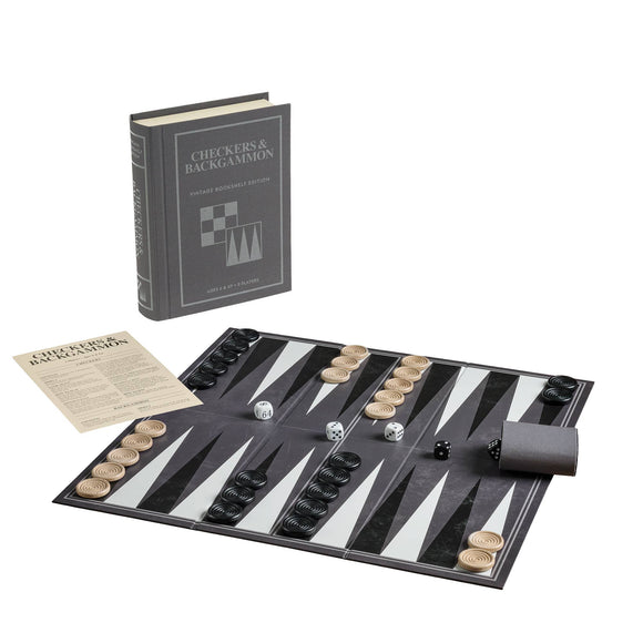Checkers & Backgammon - Vintage Bookshelf Edition - Bards & Cards